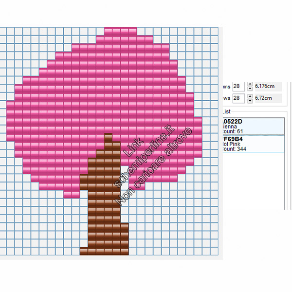 Albero fiori di pesco schema perline pyssla tiger 26x28