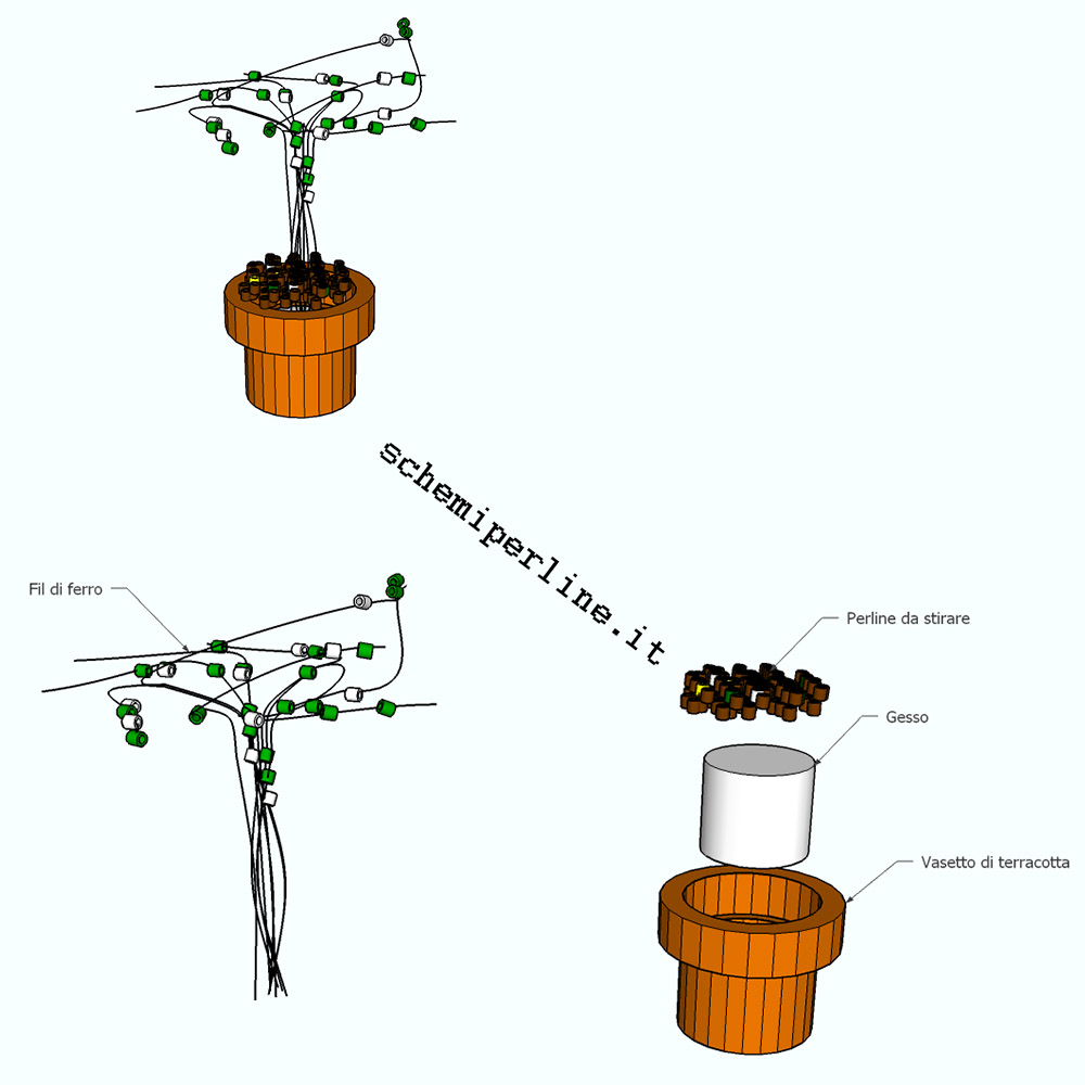 Albero in 3D con le perline a fusione Hama Beads o Ikea Pyssla