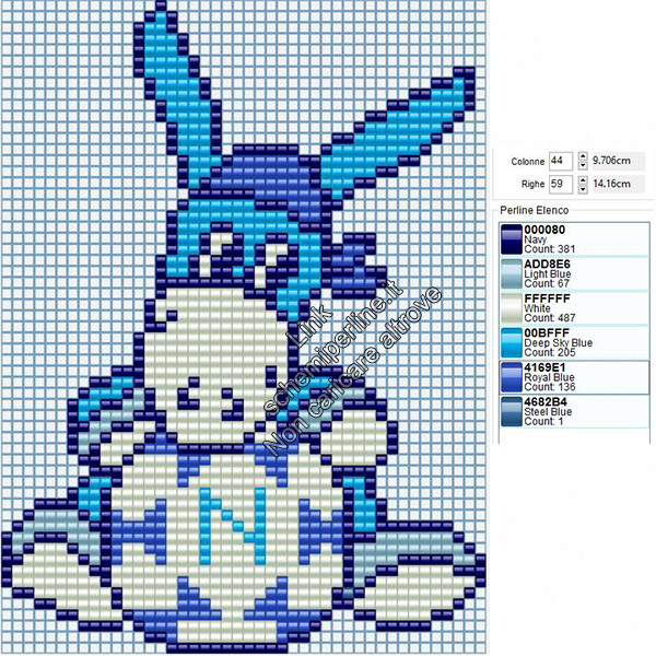 Asinello mascotte del Napoli Calcio schema pyssla hama beads 44x59