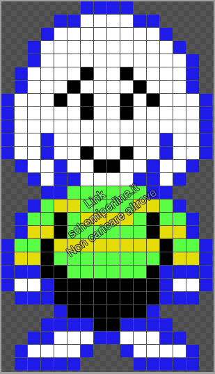 Asriel personaggio del videogioco Undertale schema pyssla gratis 16x28