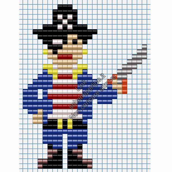 Bambino pirata schema perline da stirare pyssla 25x33