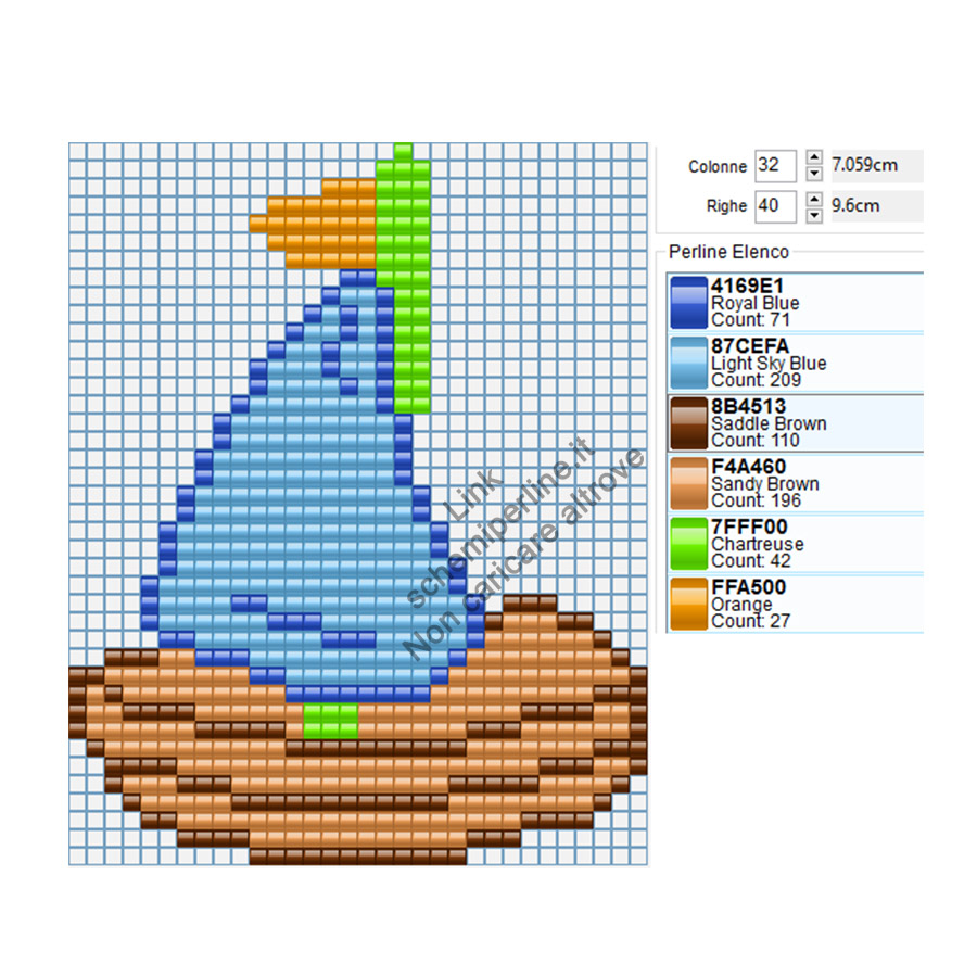 Barchetta colorata schema perline da stirare Pyssla per bambini 32x40