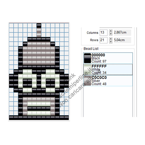 Bender di Futurama schema pyssla o hama beads gratis 13x21