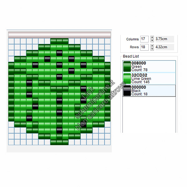 Blocco di cactus di Minecraft schema perline da stirare pyssla 17x18