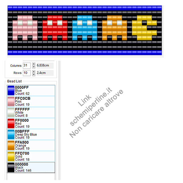 Braccialetto con Pacman schema Pyssla Peyote Brick gratis