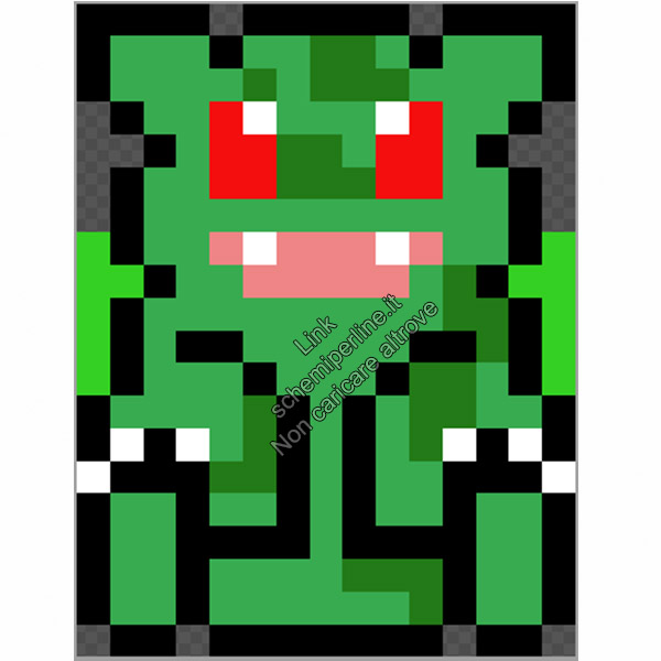 Bulbasaur schema pokemon videogames perline da stirare pyssla 15x20