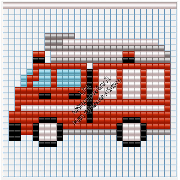 Camionetta dei pompieri mezzi di trasporto schemi pyssla per bambini 27x19