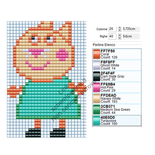 Candy Gatto personaggio Peppa Pig schema pyssla 26x40