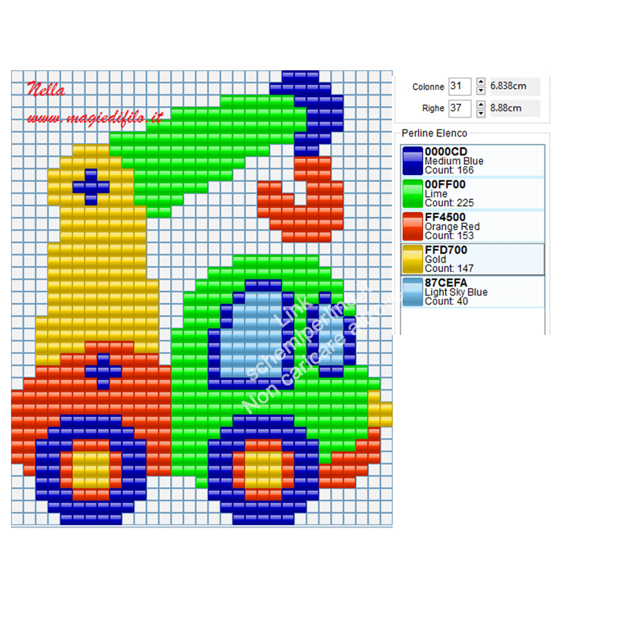 Carro attrezzi per bambini disegno Pyssla Hama Beads 31x37