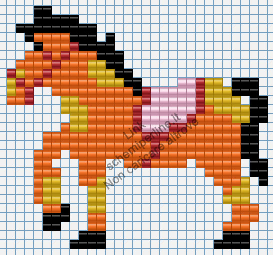 Cavallo pony arancione immagine perline da stirare Pyssla 29x27