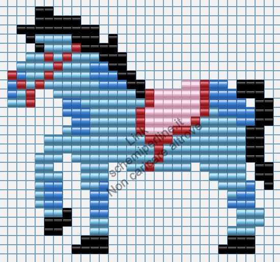 Cavallo pony azzurro immagine perline da stirare Pyssla 29x27