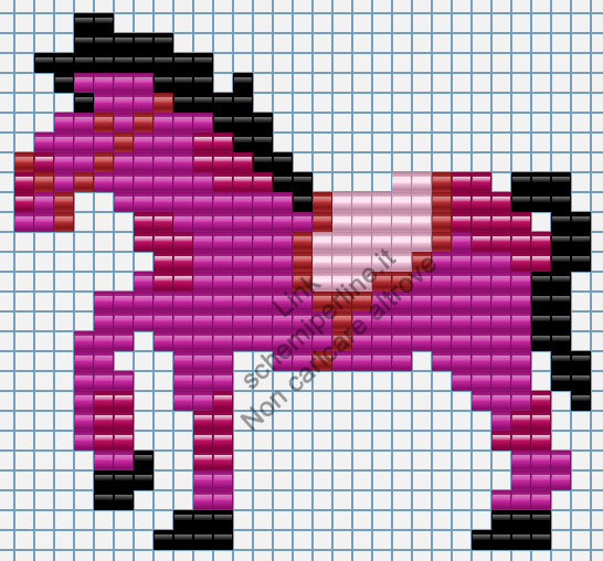 Cavallo pony fucsia immagine perline da stirare Pyssla 29x27