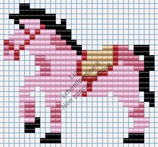 Cavallo pony rosa immagine perline da stirare Pyssla 29x27