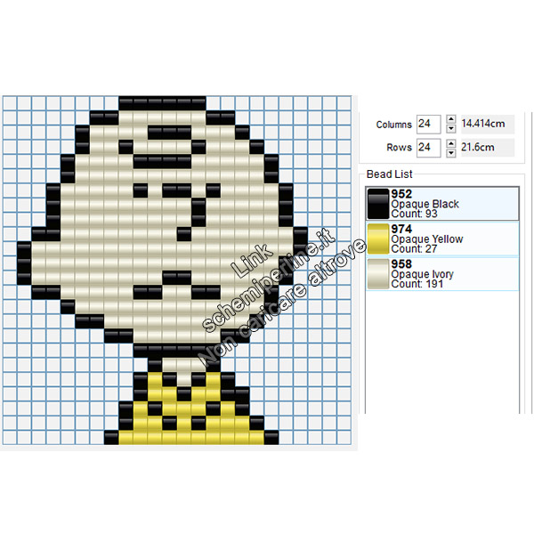 Charlie Brown schema perline da stirare pyssla gratis 24x24