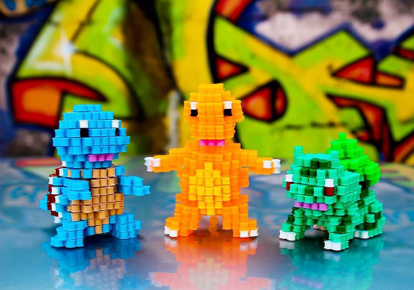 Charmander Bulbasaur e Squirtle in 3D con le Pyssla Hama foto Fan su Instagram Sabrinaslife2