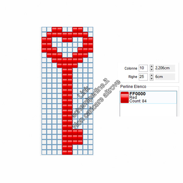 Chiave a cuore schema pyssla gratis 10x25