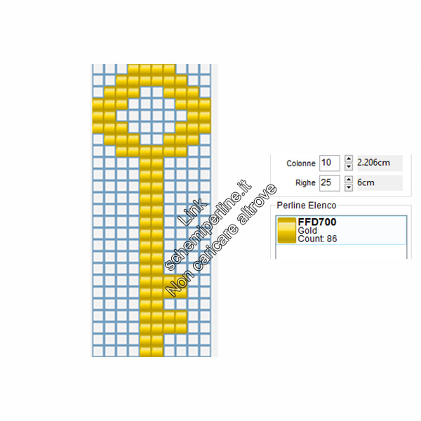 Chiave dorata schema pyssla gratis 10x25
