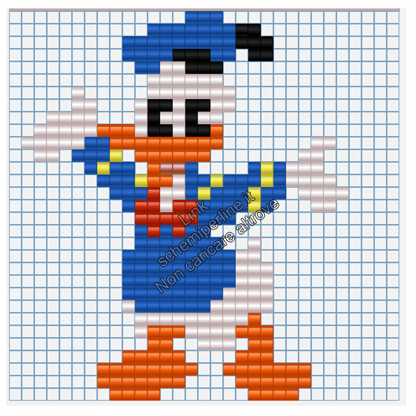 Disney Paperino schema perline da stirare Pyssla gratis 26x31