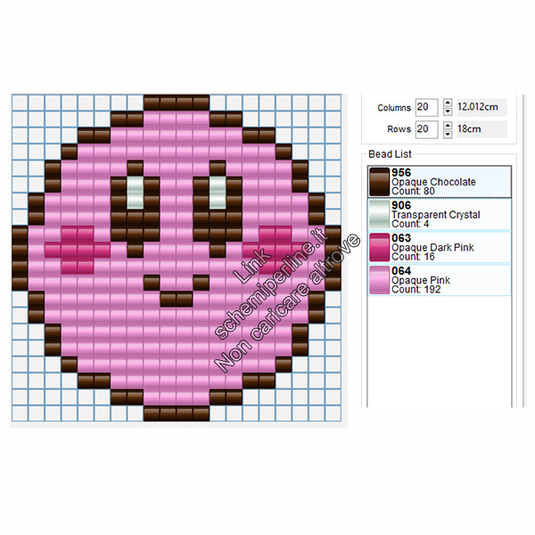 Dolce e semplice schema perline pyssla di Kirby 20x20