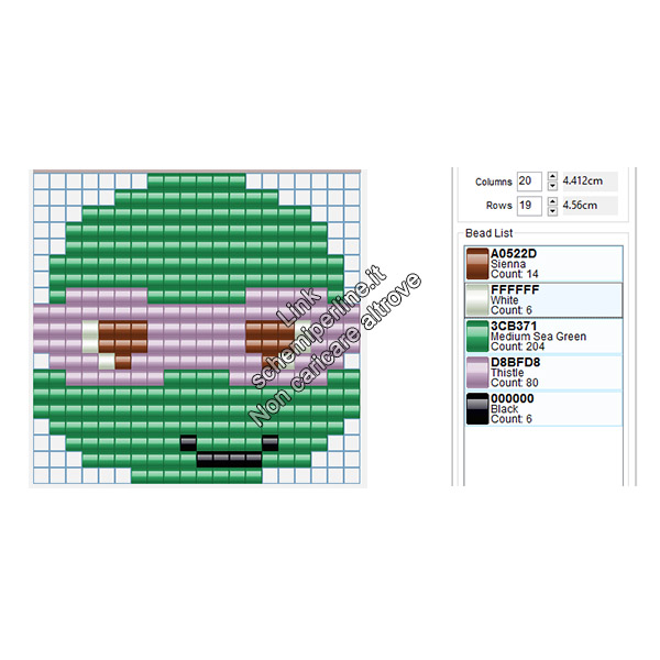 Donatello delle Tartarughe Ninja schema pyssla 20x19