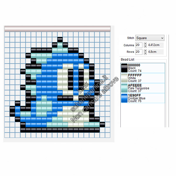 Draghetto blu di Bubble Bobble schema perline da stirare pyssla videogiochi 18x18