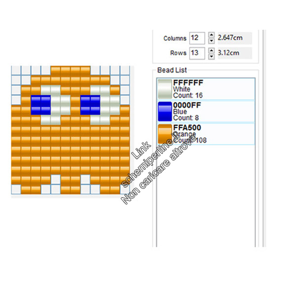 Fantasmino arancione di Pacman schema perline pyssla gratis 12x13