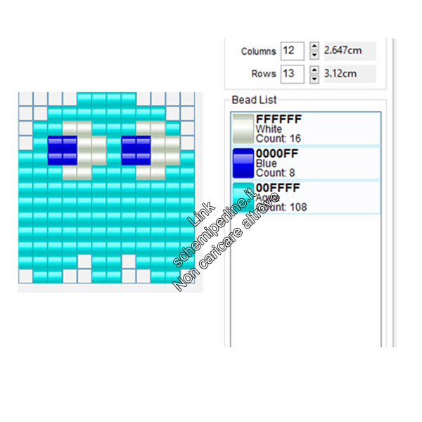 Fantasmino azzurro di Pacman schema perline da stirare pyssla 12x13