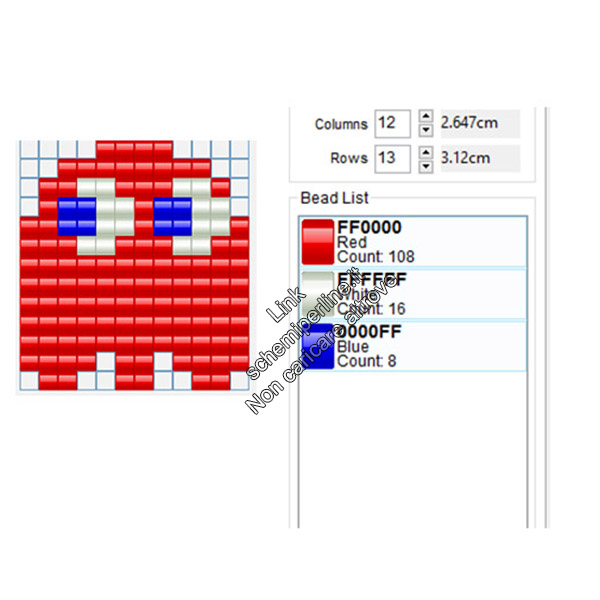Fantasmino rosso di Pacman schema pyssla per bambini 12x13