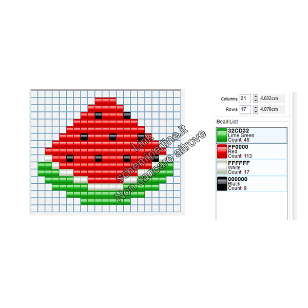 Fetta di anguria schema gratis perline a fusione hama beads 19x16
