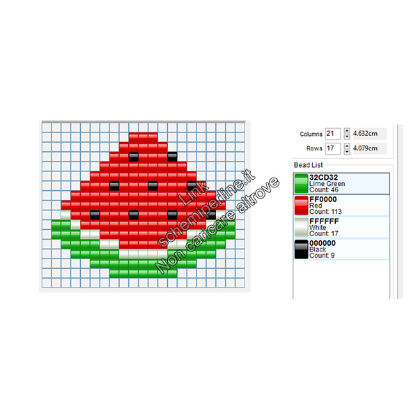 Fetta di anguria schema gratis perline a fusione hama beads 19x16