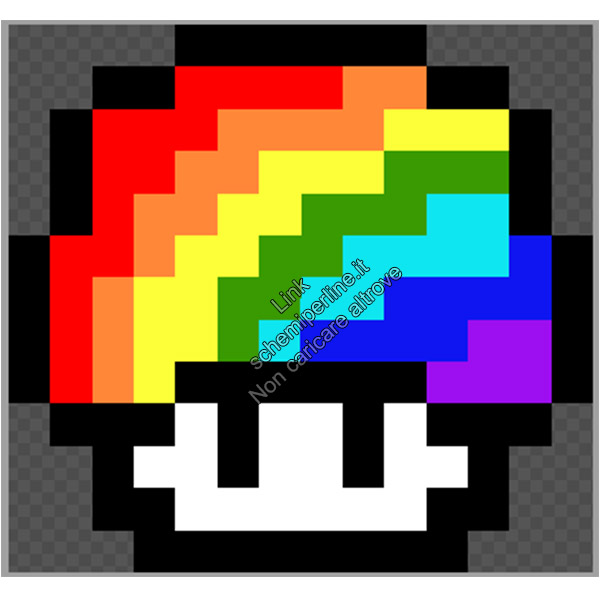 Funghetto arcobaleno di Super Mario Bros schemi perline da stirare Pyssla 14x13 1