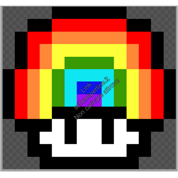 Funghetto arcobaleno di Super Mario Bros schemi perline da stirare Pyssla 14x13 2