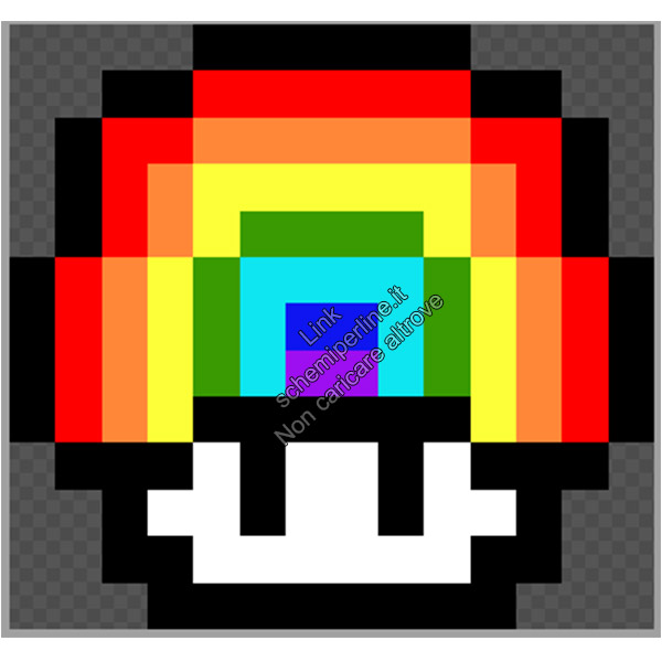 Funghetto arcobaleno di Super Mario Bros schemi perline da stirare Pyssla 14x13 2