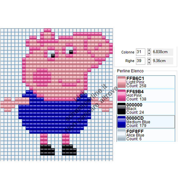 George personaggio Peppa Pig schema pyssla 31x39