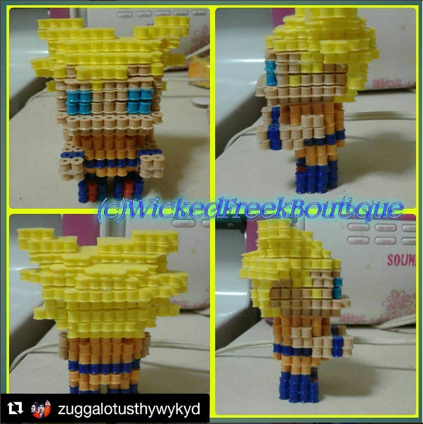 Goku Super Saiyan in 3D con le perline da stirare Pyssla Fan su Instagram zuggalotusthywykyd