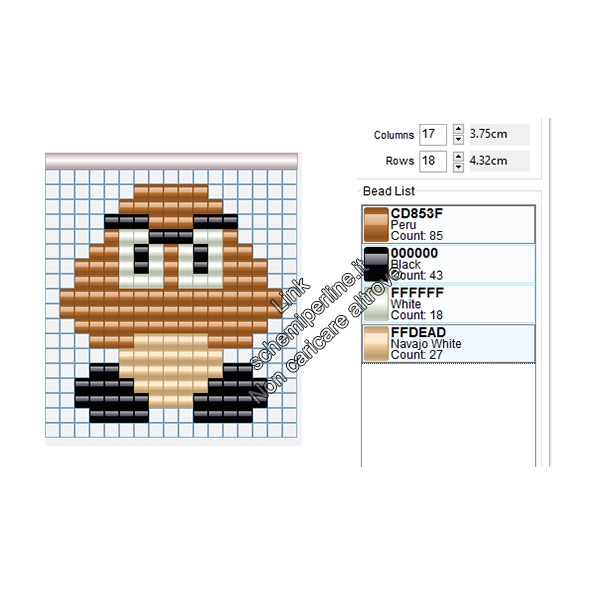 Goomba di Super Mario Bros schema perline da stirare Pyssla 15x16