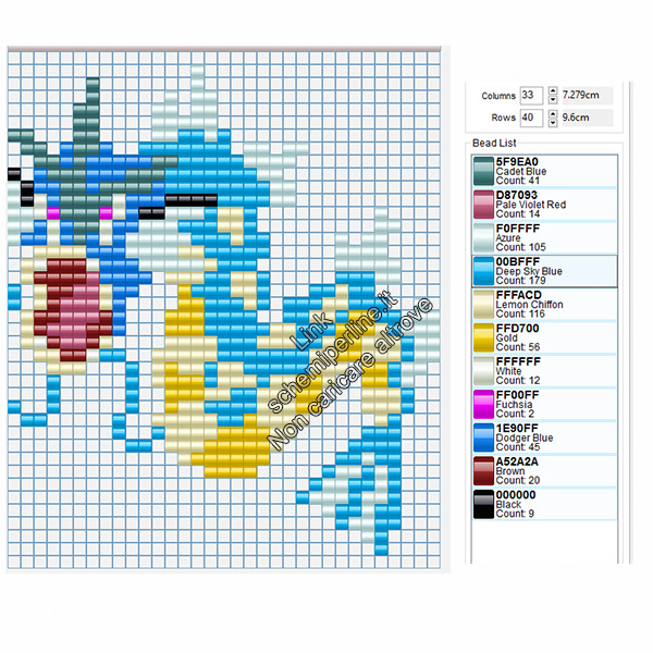 Gyarados schemi pyssla hama beads di Pokemon gratis 33x38