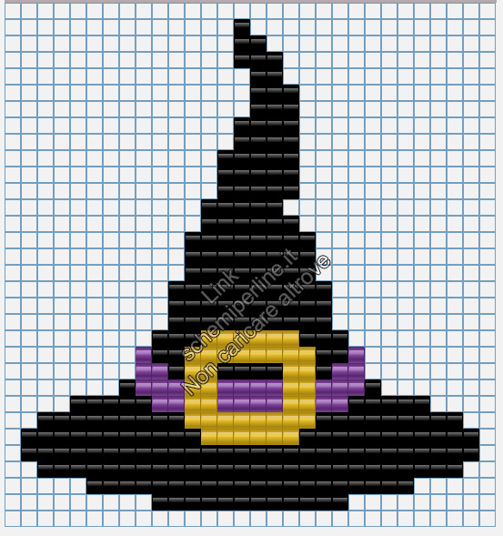 Halloween con le pyssla schema cappello strega 28x30