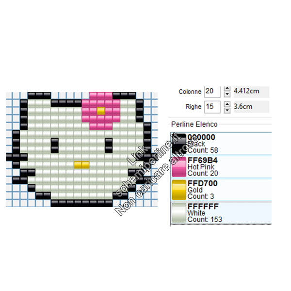 Hello Kitty con fiorellino schema hama beads gratis 20x15