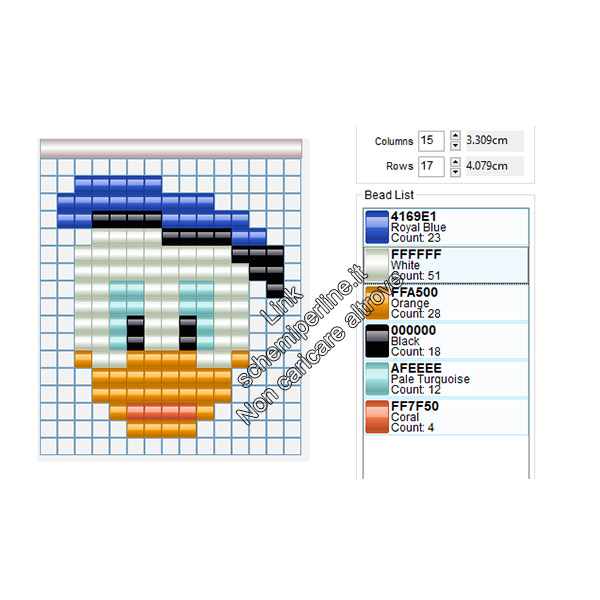 Idea portachiavi con le hama beads con Disney Paperino 13x15