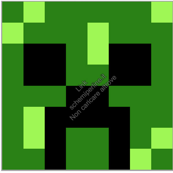 Il Creeper di Minecraft piccolo semplice schema pyssla gratis 8x8