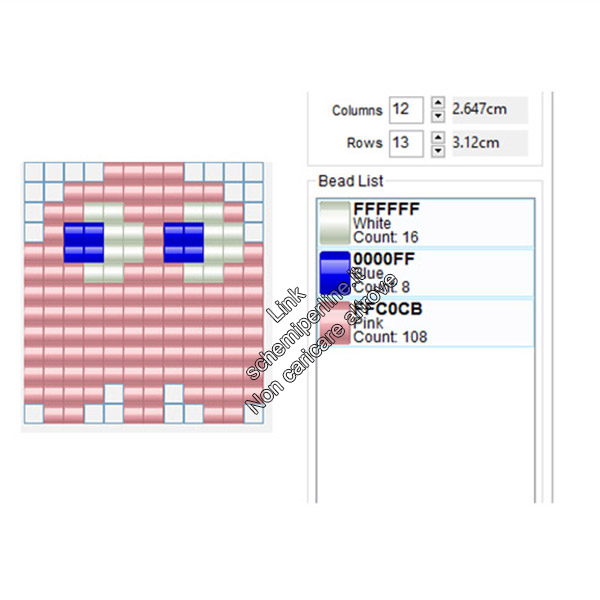 Il Fantasmino rosa di Pacman schema pyssla videogiochi 12x13