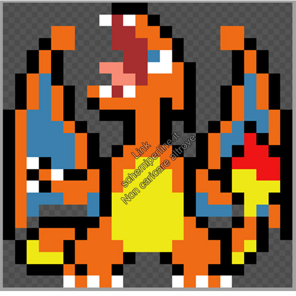 Il Pokemon Charizard schema perline da stirare pyssla 24x24