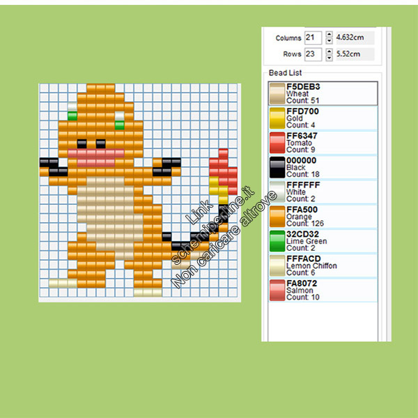 Il Pokemon Charmander schema perline a fusione Amazon Negozi Tiger 21x23