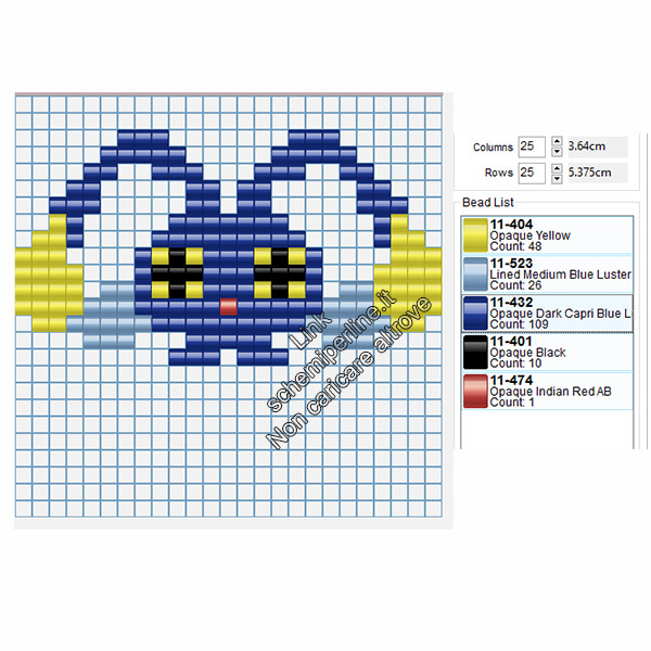 Il Pokemon Chinchou schema pyssla gratis videogames 25x14