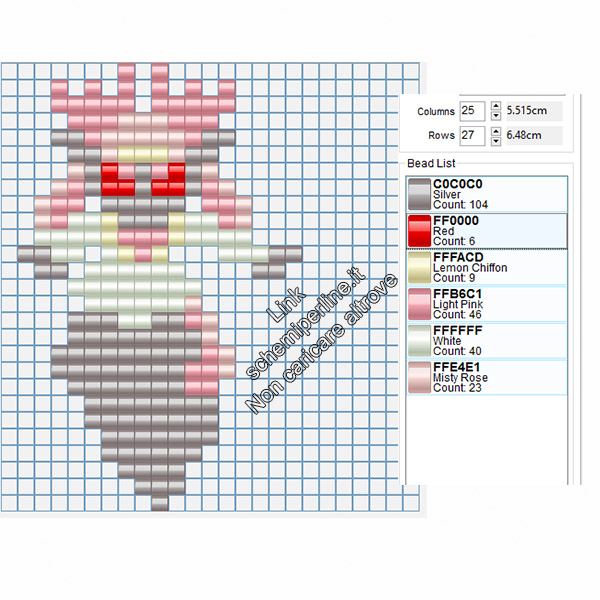 Il Pokemon Diancie schema pyssla gratis 17x27