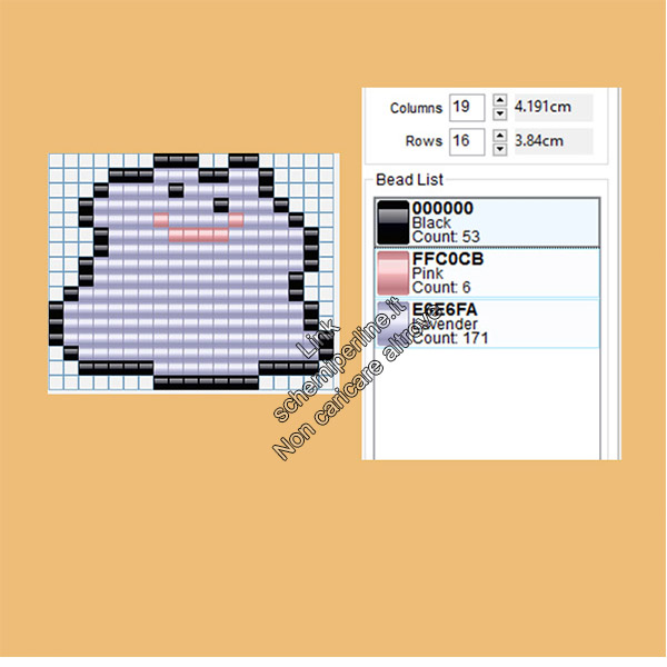 Il Pokemon Ditto schemi perline da stirare Hama Beads Pyssla 19x16