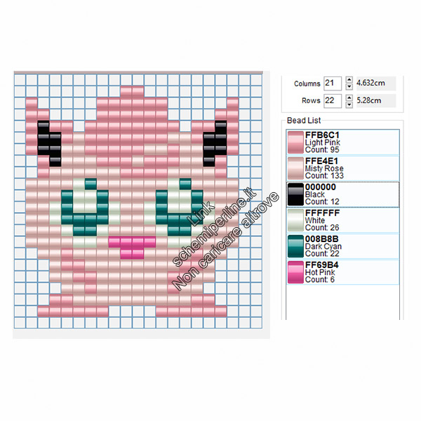 Il Pokemon Jigglypuff schema perline da stirare pyssla 19x20