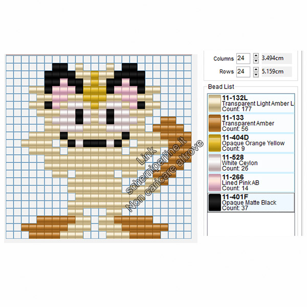 Il Pokemon Meowth schema pyssla hama beads gratis 22x23