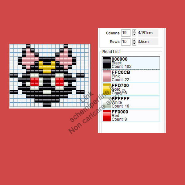Il gatto di Sailor Moon schema perline Pyssla per bambini 19x15